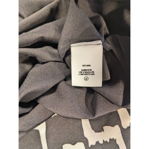 Derek Lam 10 Crosby Silk Shift Dress Black Cream Abstract Print 10 V-neck Lined - Picture 5 of 9